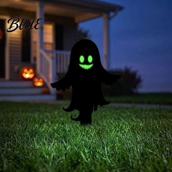 Outdoor Halloween Atmosphere Decor Garden Stake Black Cat Yard Sign with Glow-in-the-dark Ghost Signs Eyes Waterproof Spooky Silhouette for