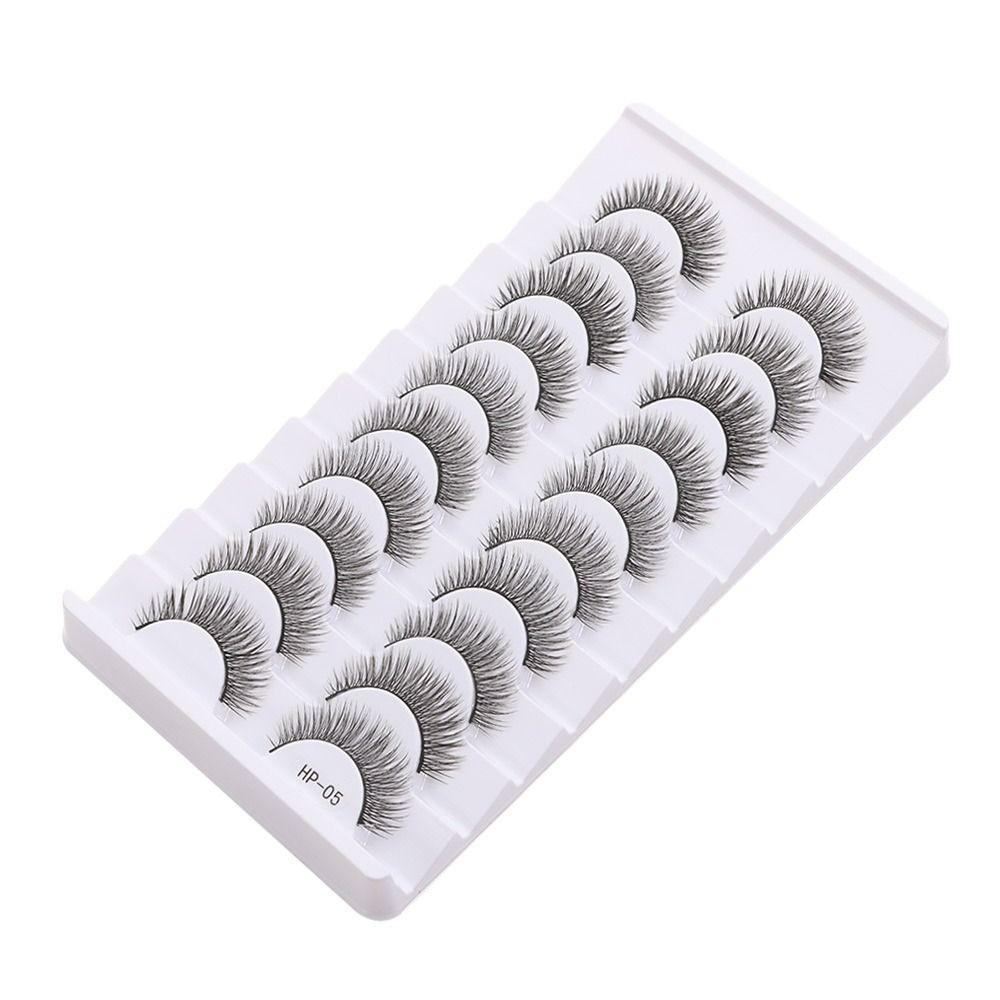 10 par naturliga långa 3D-minkfransar Svart fäste Mangafransar Lösögonfransar Ögonfransförlängning