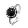 Vintage 925 Sterling Copper Ring Natural Black Onyx Ring Oval Round Stone Retro Fine Zircon Gift Sun Shaped For Women Men
