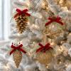 Shiny Surface Glitter Pinecone Ornament Plastic Material Christmas Tree Ornament  Christmas Party