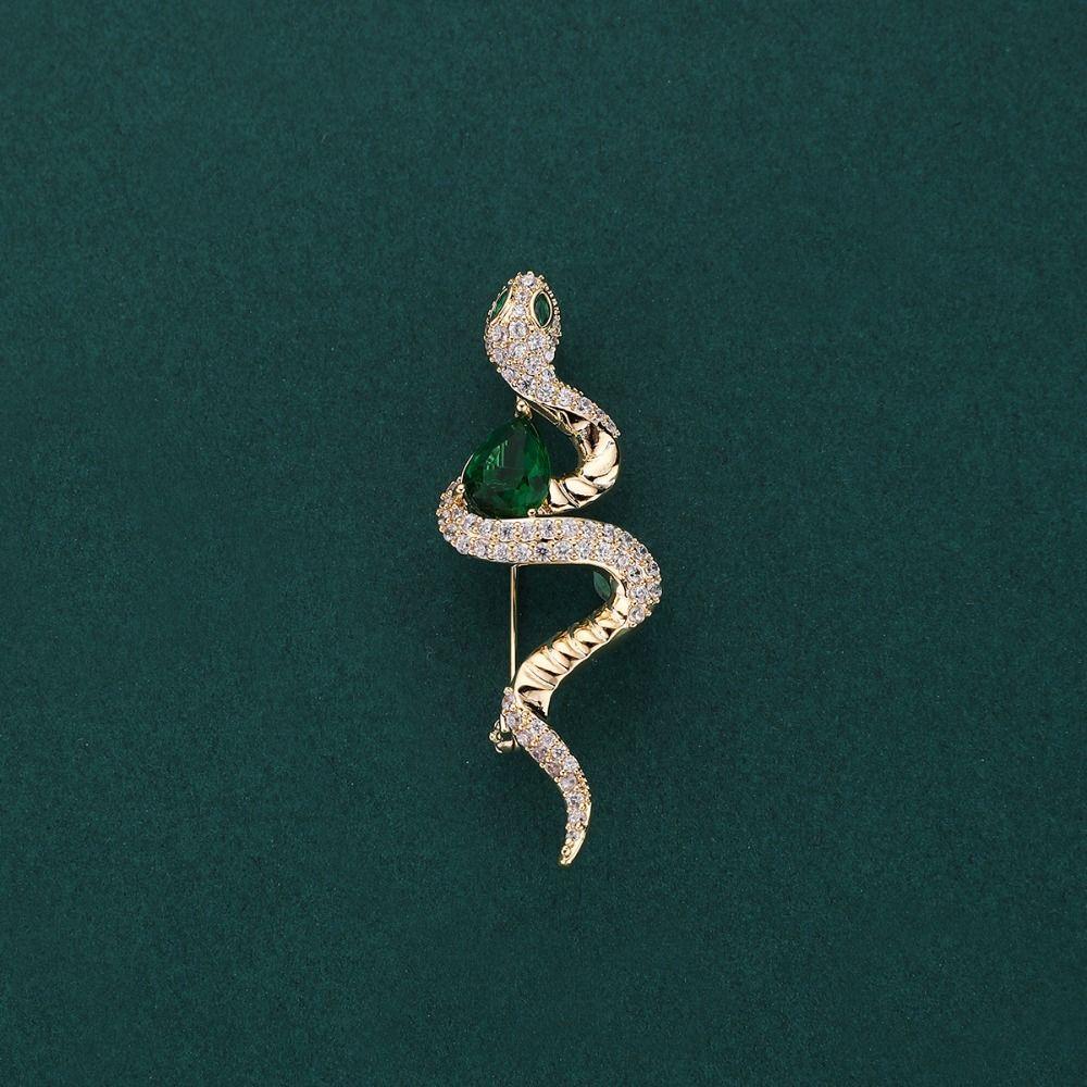 Zvířecí brože s kamínky, třpytivá hadí klopa, elegantní brož hada zvěrokruhu, na párty