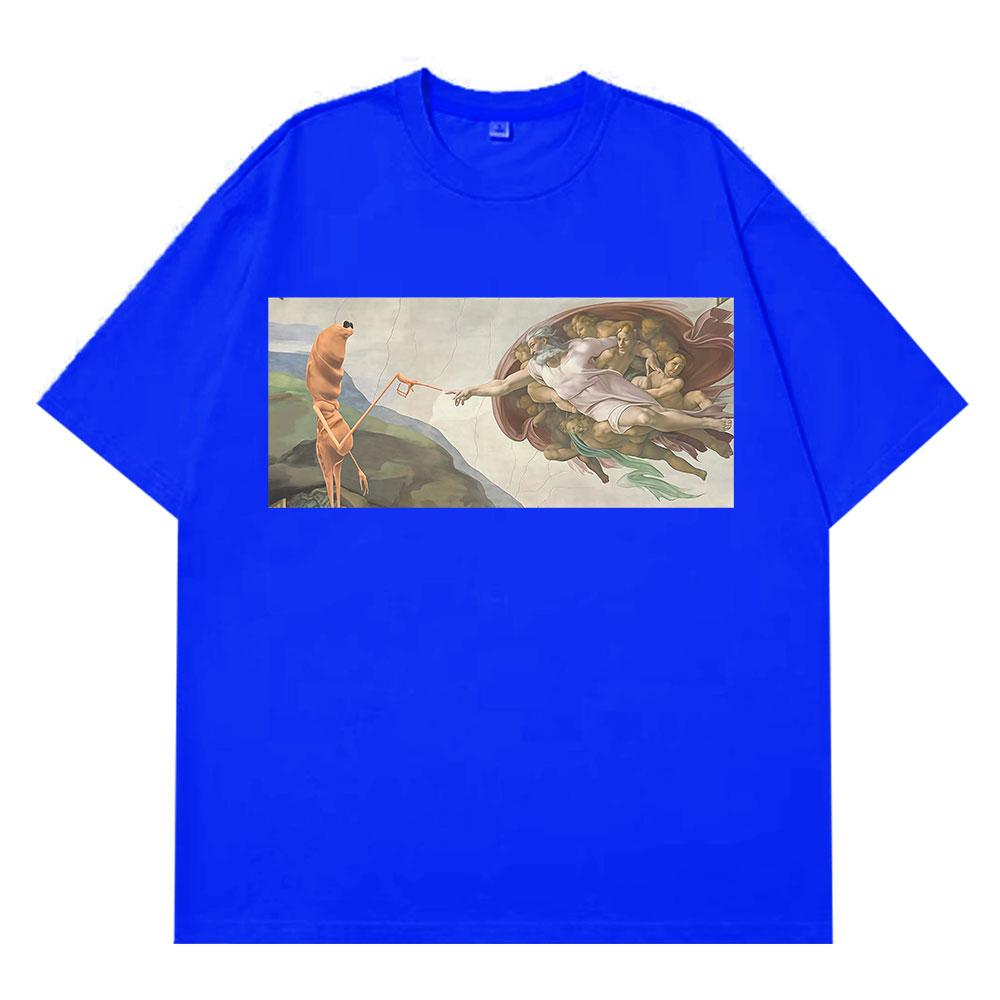 Funny Marcus The Worm Creation of Adam Funny Meme T Shirt Men Women Classic Fashion Tshirt Harajuku Cotton Hiphop Tshirts Top