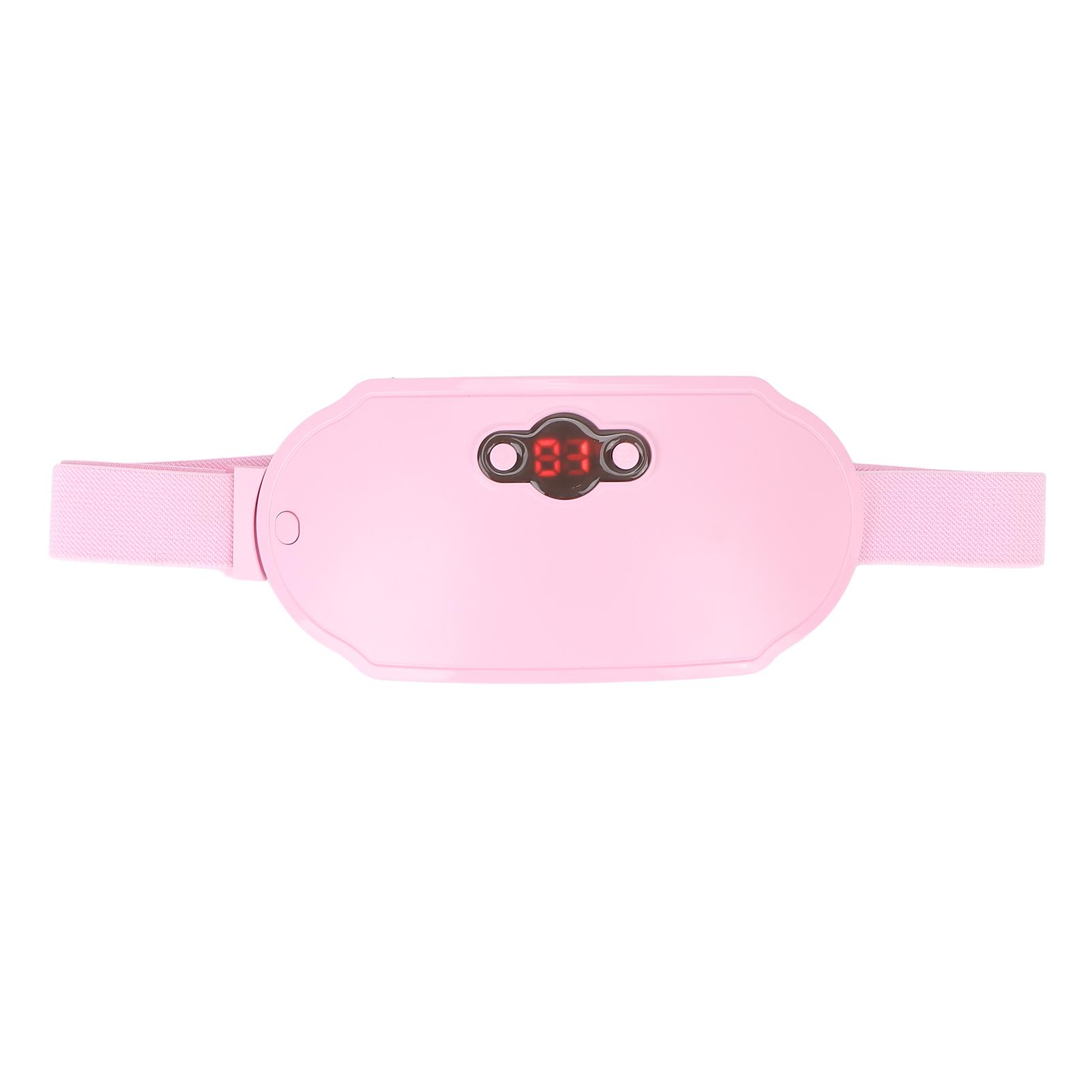 Electric Waist Massage Belt Temperature Adjustable Hot Compress Menstrual Vibration Heated Waist Belt (Pink)