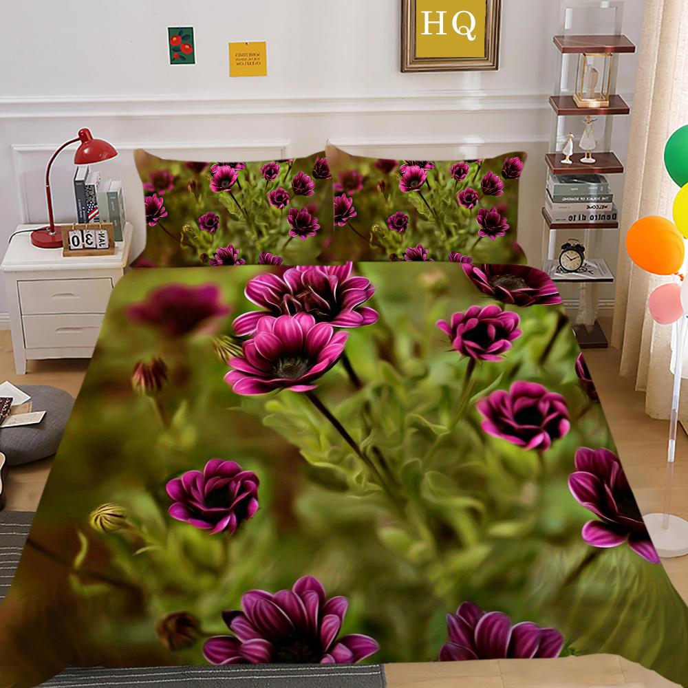 Blumen Bedruckter Bettwäschebezug Twin Size Polyester Tagesdecken Frau Luxus Hochwertige Heimbettwäsche