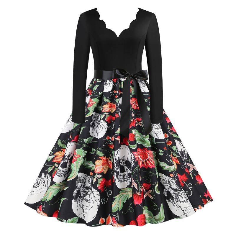BITCED Fashion Autumn Winter Long Sleeve V-Neck Casual Dresses