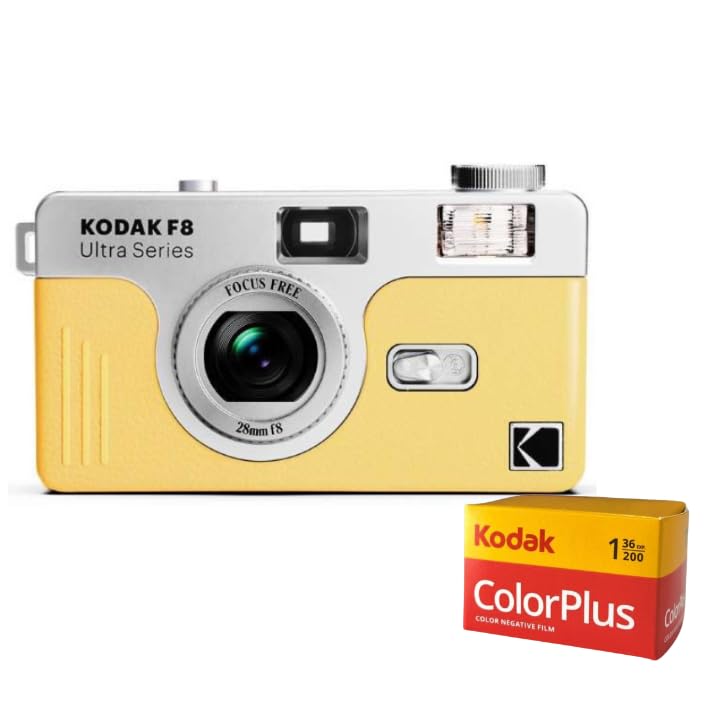

KODAK ULTRA F8 Yellow Film Camera + Kodak ColorPlus 200 36-Exposure Film Set. A great gift idea.