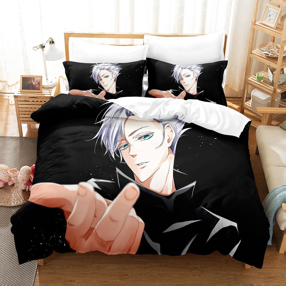 Japanese Famous 3D Anime Jujutsu Kaisen Satoru Gojo Christmas Gift King Twin Double Child Bedding Set Microfiber Duvet Cover Set
