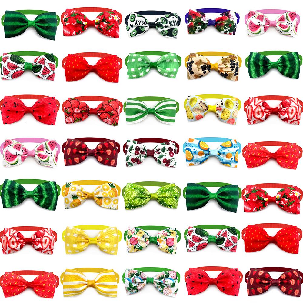 50/100pcs Mix Color Pet Dog Bow Ties Fruit Pattern Colorful Puppy Dog BowTie Pet Collar Dog Grooming Accessories Pet Supplies