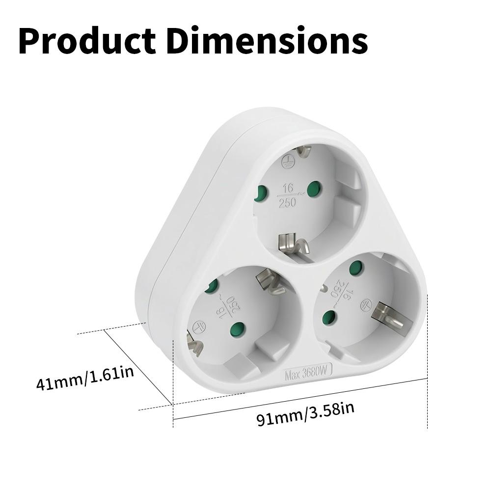 EU Typ F 3-Wege Schnurloser Steckdosenverteiler – 16A Mehrfachsteckeradapter, 3680W Max