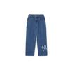 MLB New York Yankees Logo Einfarbig Mittelhoch Cropped Jeans Damen Unterteile Blau 3FDPB0741-50INS
