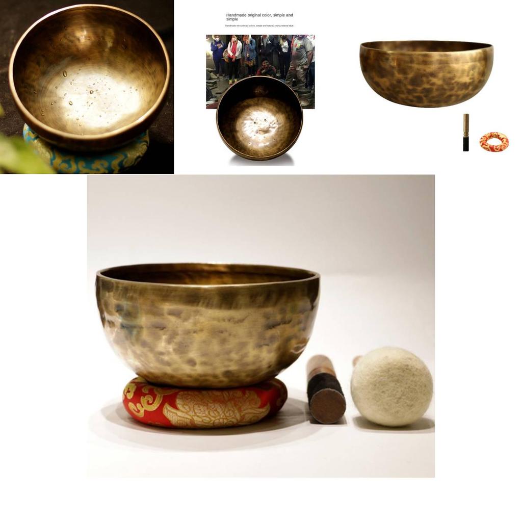 Large Copper Buddha Sound Bowl For Meditation And Religious Rituals With Handcrafted Art