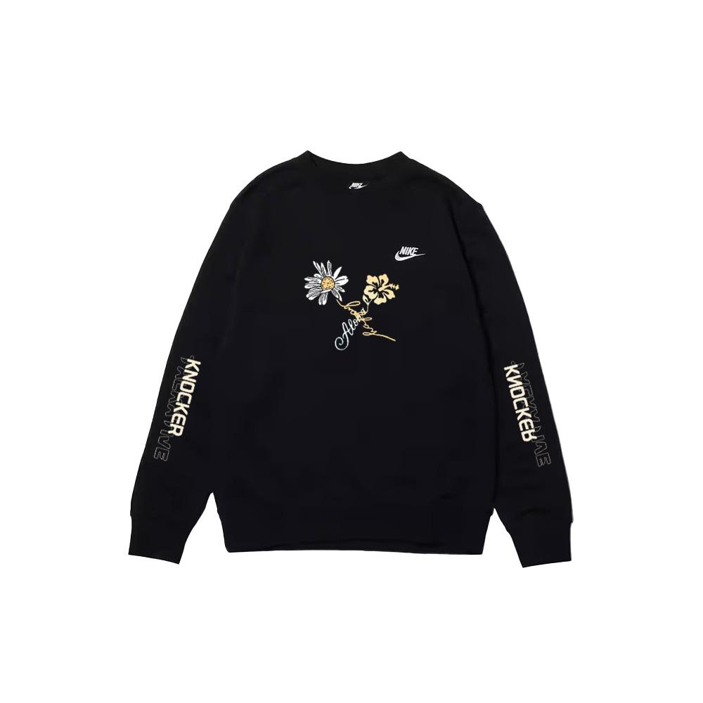 

Nike Универсальный свитшот однотонного цвета с цветочным узором и логотипом-буквой, круглый вырез, унисекс, черный BV2667-010(TEAM702-010-43) XS