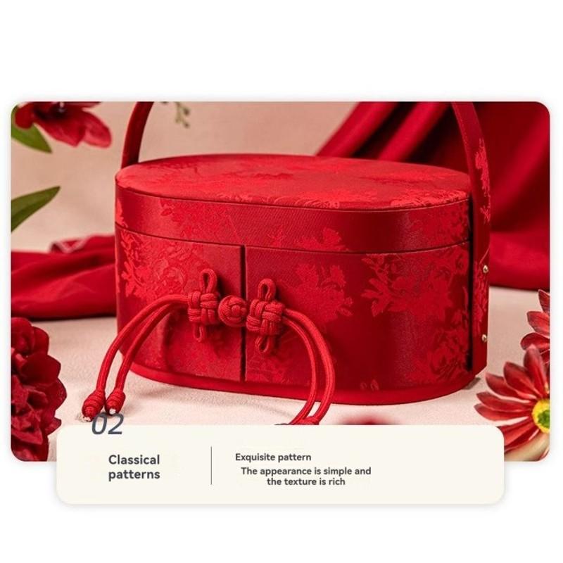 

ABWR-Satin Gift Packaging-Traditional Chinese Style Elegant Oval Fabric For Wedding Candy Boxes