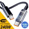 240W Dual Charging Line Type-C USB C To Type C Cable Fast Charging Nylon Braided TypeC Data Cord for Samsung Huawei Mi Laptop