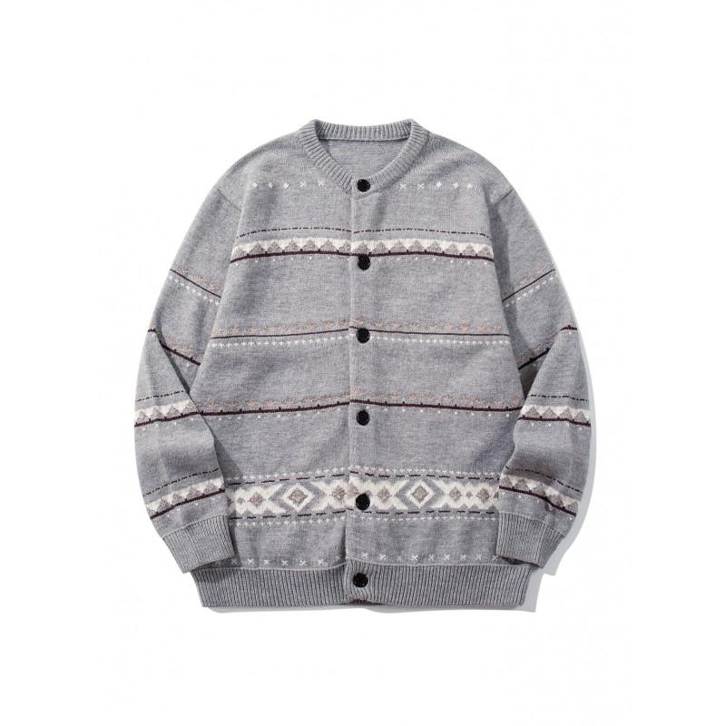 Cárdigan de Punto Fair Isle Unisex para Adolescentes - Ajuste Holgado Mezcla de Acrílico Ropa Casual