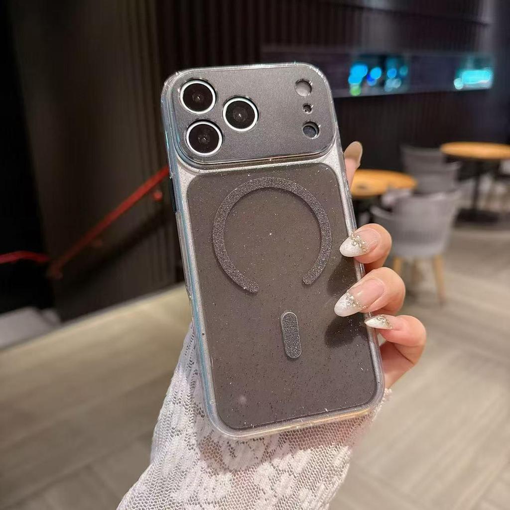 iPhone 17 Pro Max Transparent Glitter Magnetic Case with Precise Fit
