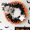 Halloween Wreath 15 Inch for Front Door, Rustic Ruffle with Linen Bow Ghost And Burlap Fireplace Walls Windows Gothic Party Decor Shop Window