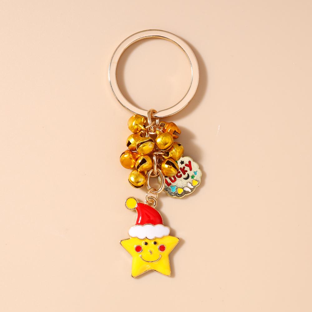 Fashion Christmas Keychain Jingling Bell Key Ring for Women Girls Handbag Pendants DIY X'mas Key Chain New Year Gifts