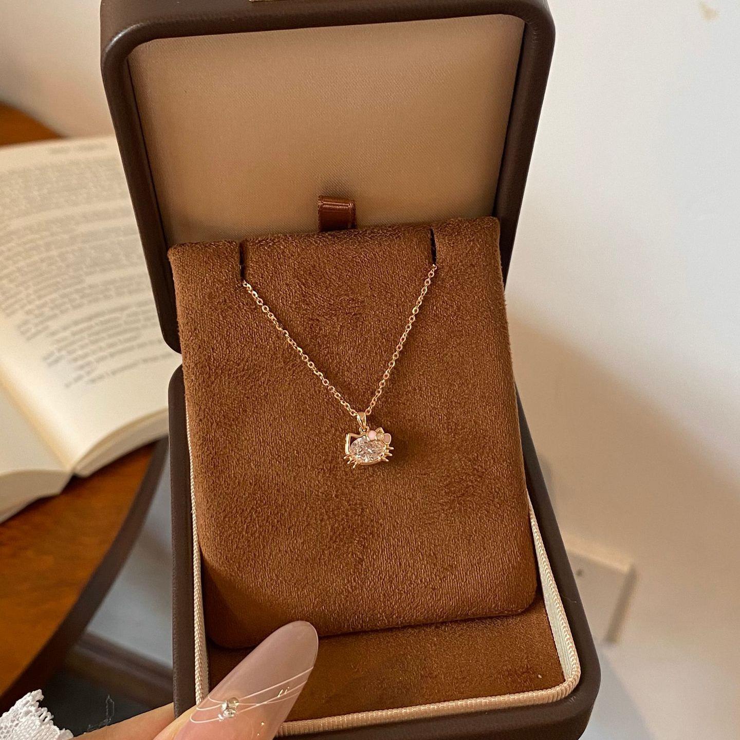 Kitty KT Cat Bow Necklace for Girls - Cute Light Luxury Clavicle Chain, Sweet Gift for Girlfriend
