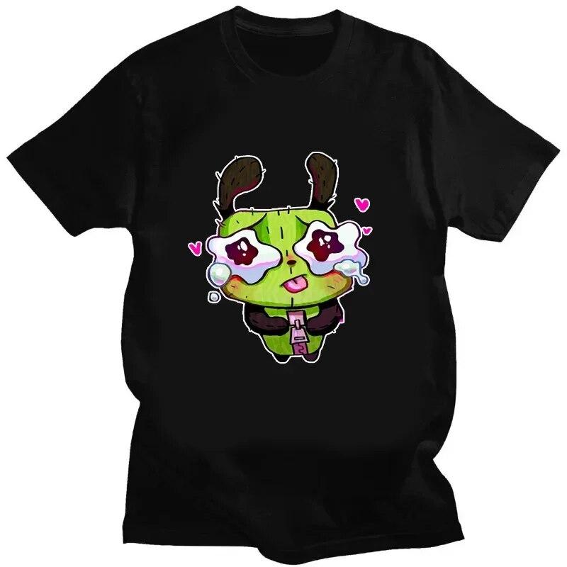 Kawaii Invader Zim Graphic TShirt Happy Hug Ready Zim Image Cute Cartoon T Shirt Unisex Women Retro T Shirt Oversized T Shirt