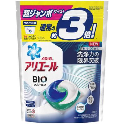 Ariel Bioscience Laundry Detergent Gel Balls, Eliminates Bacterial Food Source, Refill, 46 Balls (Approximately 3x the Capacity), 1 Bag