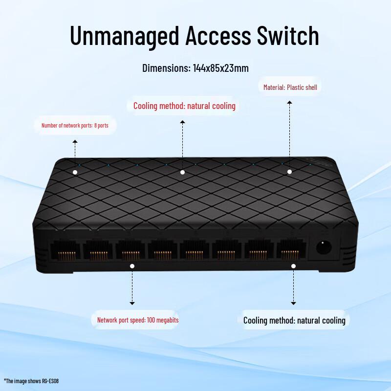 

Ruijie RG-ES08G 8-Port Gigabit Unmanaged Desktop Switch