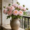 Real Touch Artificial Peony Flower Faux Silk Peony with Long Stem for Valentine's Day Floral Arrangement Wedding Party Home Kitchen Vase Decor