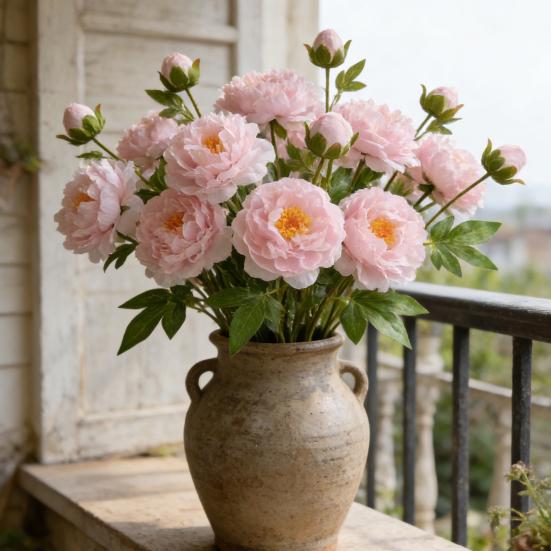 Real Touch Artificial Peony Flower Faux Silk Peony with Long Stem for Valentine's Day Floral Arrangement Wedding Party Home Kitchen Vase Decor