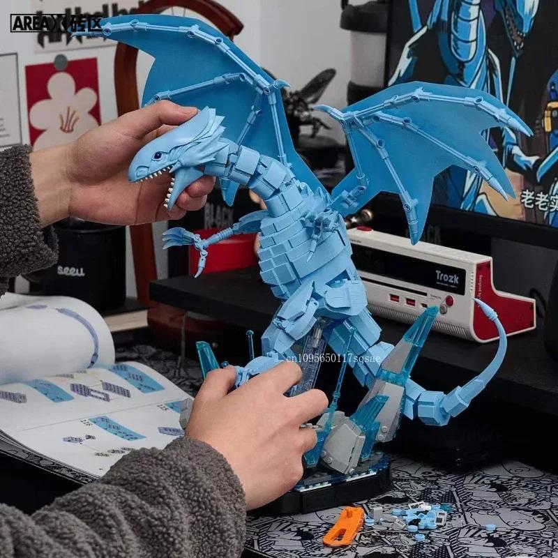 AREAX Yu-Gi-oh Blue Eye White Dragon Building Blocks Fashion Assembly Toy Model Desktop Decoration Collection Boys Holiday Gifts