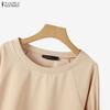 ZANZEA Women Casual Round Neck Loose Long Sleeve Spring T-Shirts