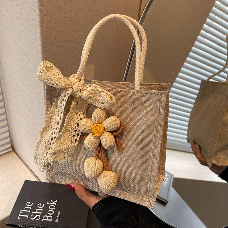 

Fancy Niche Style Linen Handbags Women s 2025 New Arrival Trendy Ins K-style Easiest for Match Fashionable Stylish Shoulder Bag Creamy-white + Lace silk scarf