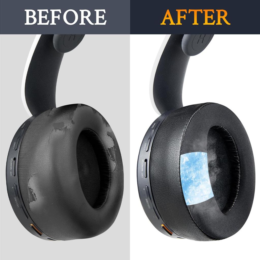 SOULWIT Kühlendes Gel Ohrpolster, Ohrpolster, Ersatzpolster für Sony PULSE 3D PlayStation 5 (PS5) Kabelloses Headset, Kühlend, Schaumstoff mit hoher Dichte, Schwarz