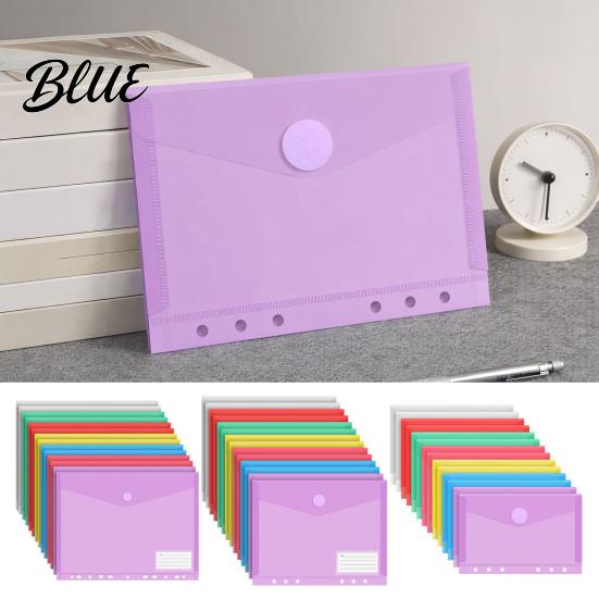 Transparent File Pouch And Loop Folder Label with Set Plastic Pocket Hook Closure Clear Long-term Document Storage Bag Poly