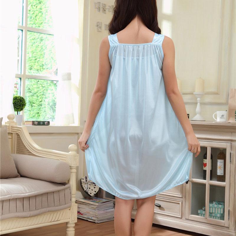 Summer Cool Ladies Summer Ice Silk Satin Nightgowns Sleeveless Sexy Women Sleepwear Lingerie Dress Women's Sleepshirts for Home