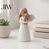 Small Tabletop Sculptures for Shelf Angel Holding Puppy Figurine, Cute Dog Resin Statue Home Pet Memorial Gifts Lovers Desk Decor, Handcrafted