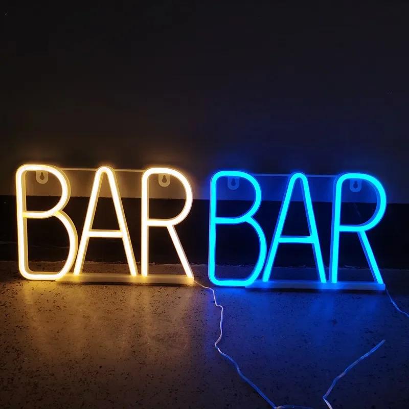 LED Bar Open Neon Signs Lights For Pub Bar Bedroom Wall Hanging Atmosphere Lamp Battery USB Home Christmas Party Room Decor