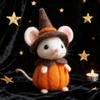 Halloween Felt Mouse Accessories Handmade Animals Statue with Pumpkin Decoration Table Shelf Desk Ornament