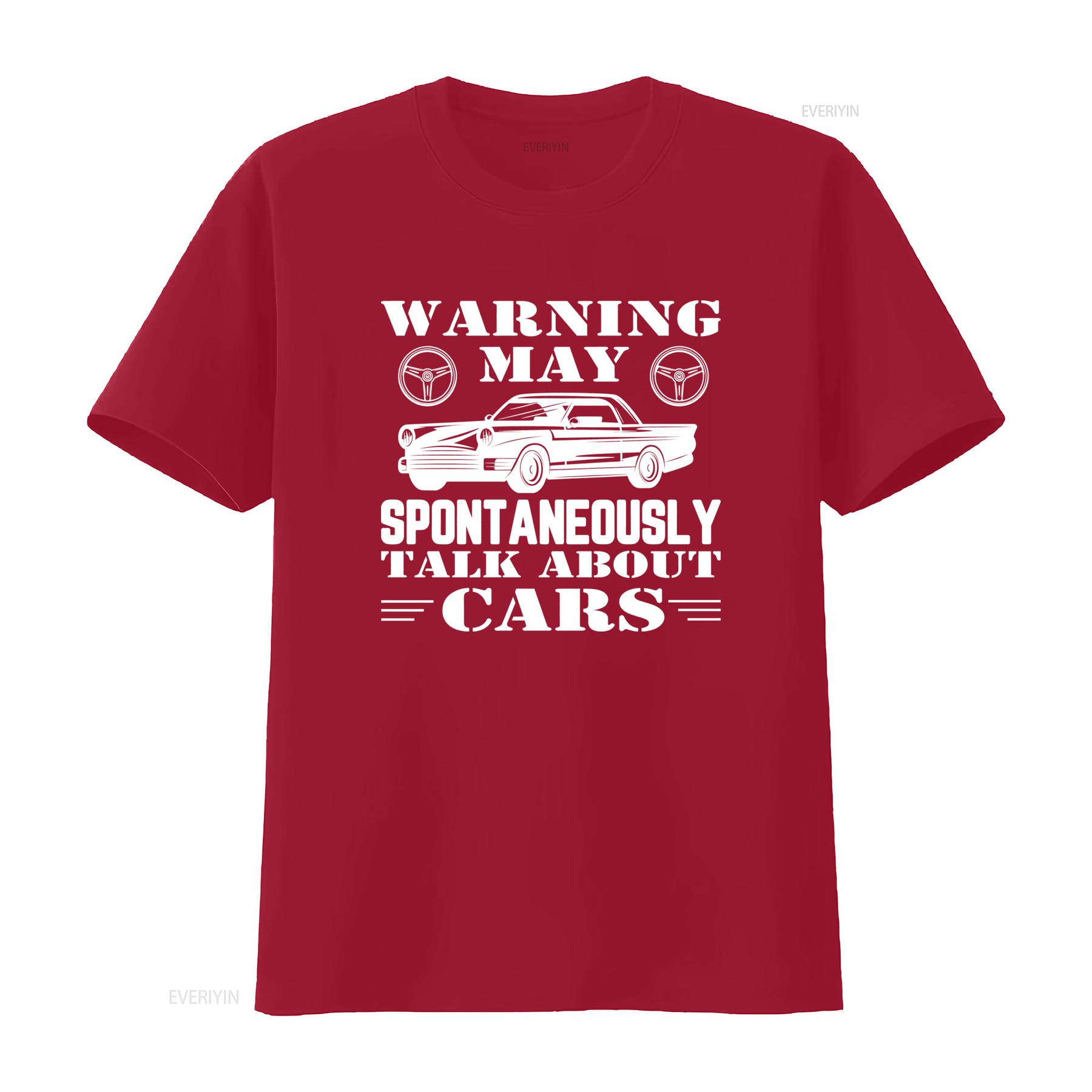 Auto Mechanic Warning I May Spontaneously Talk About Cars Mens Funny T Shirt vintage Washed Casual Versatile streetwear S