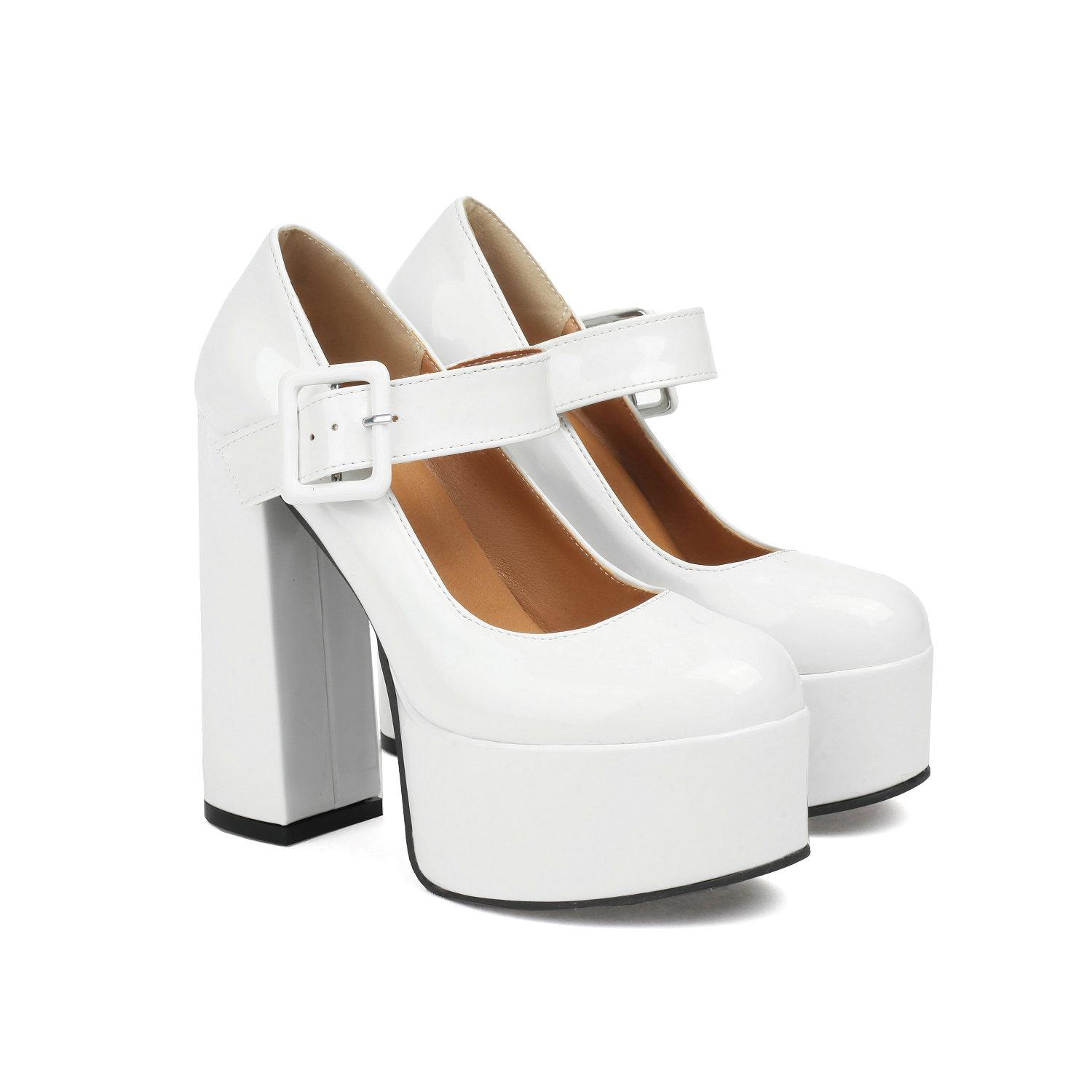 

Женские туфли на платформе Мэри Джейн на каблуке Обувь 2025 Сексуальные Размер 43 с ремешком Красный Красный Белый 43