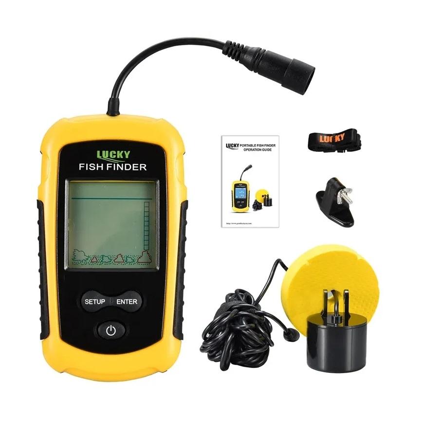 

Эхолот высокого разрешения на русском/английском языке, проводной интеллектуальный эхолот, эхолот, эхолот, ЖК-дисплей, интеллектуальный детектор рыбы In Russian жёлтый