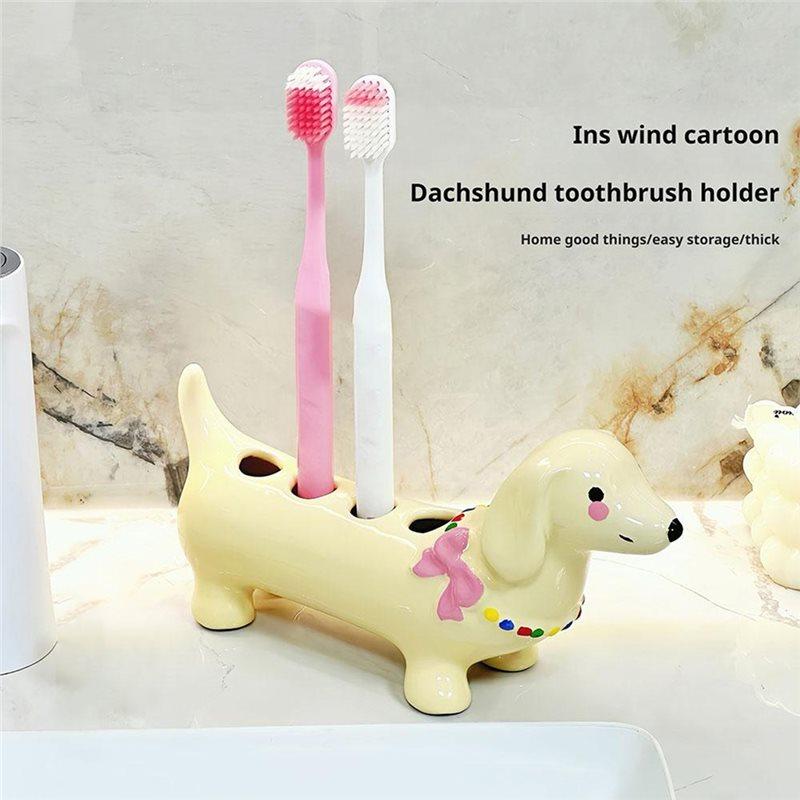 ABKY-Dachshund Toothbrush Holder Storage Rack Bathroom Sink Washstand Toothbrush Base Decoration