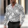 Herren Hemden mit geometrischem Muster Langarm Lässiger Cardigan Neue Knöpfe Urlaubsmode Hemden