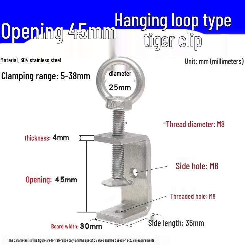 304 Stainless Steel U-Clamp Tiger Clamp with Hand-Tightened Eyebolt