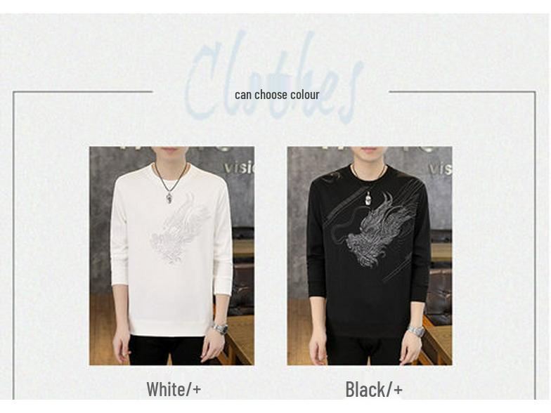 Męska modna koszulka z długim rękawem i okrągłym dekoltem - Kolekcja Jesień 2025