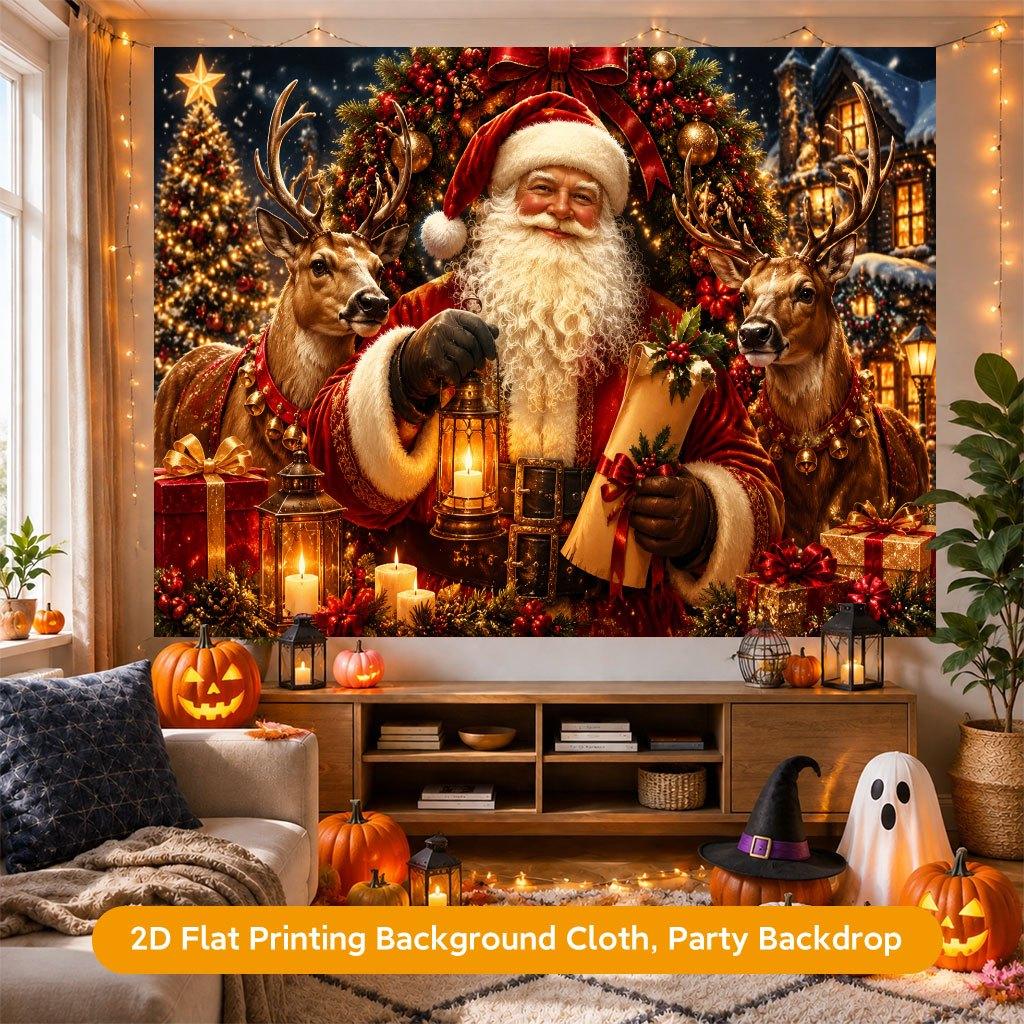 1Pcs Santa Claus Reindeer Decoration Background Winter Backdrop Decorations For Photo Studio Photo Booth Christams Party