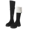 Fashion Women Mid Heels Over The Knee Suede Chelsea Boots New Platform Designer Luxury Shoes Goth Brand Walking Gladiator Mujer Botas