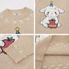 American Retro Cartoon Embroidered Knit Sweater Loose Fit Unisex Daily Wear