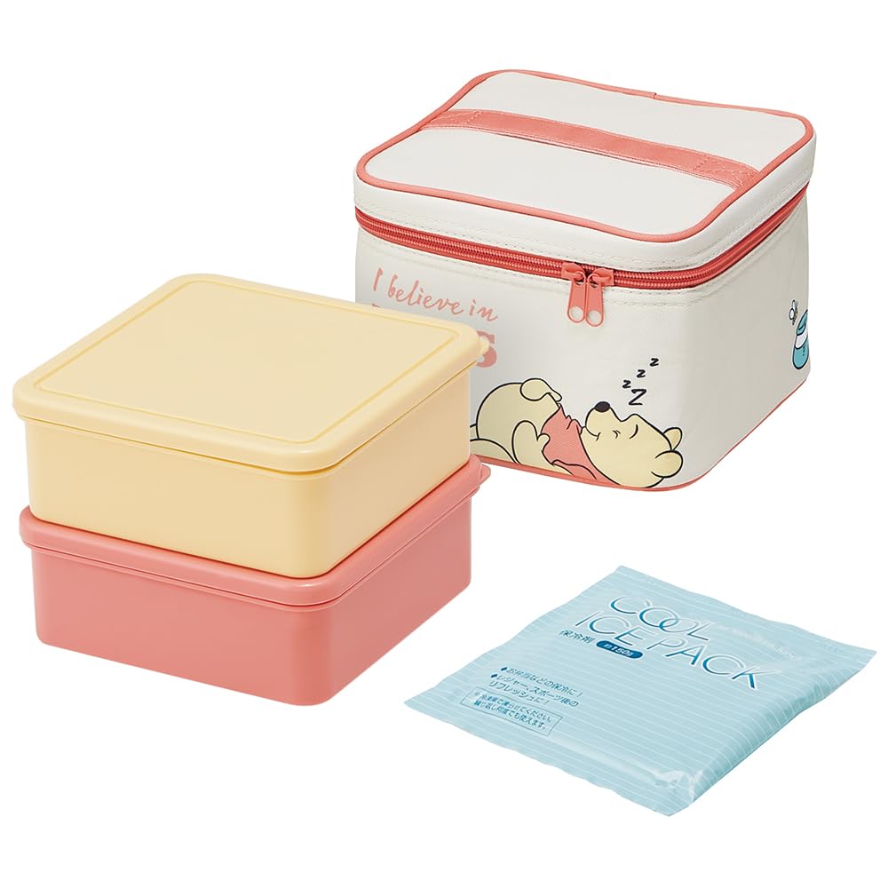Skater Picnic Bento Box with Insulated Bag and Ice Disney Winnie the Pooh BOLD Made in Pack, & TRU, Japan, 2240ml, KCPC2-A