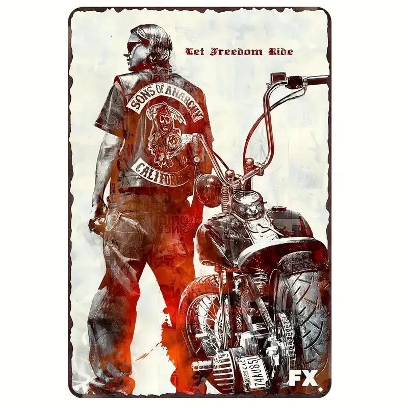 

Sons of Anarchy Vintage Metal Tin Sign Rustic Wall Art Decor for Garage Bar Home Restaurant Durable Metal Poster 20x30cm（7.8x11.8inch）