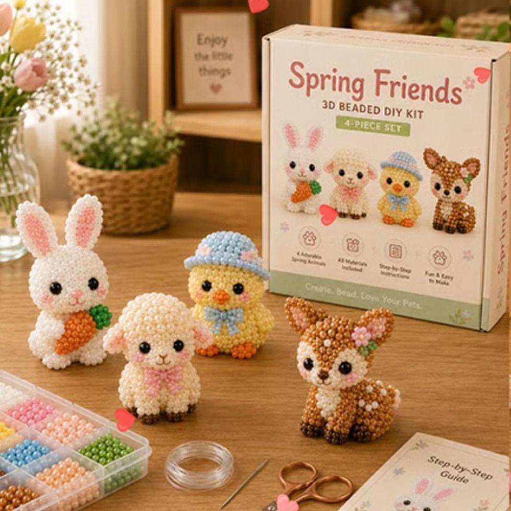 4 pezzi Kit Artigianato con Perline Animali Creativo Kit Tessitura con Perline Nuovo Set Perline Animali Domestici Attività Fai da Te